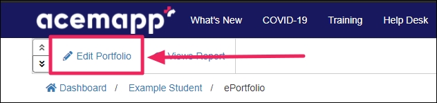 image showing an arrow pointing to the Edit Portfolio button