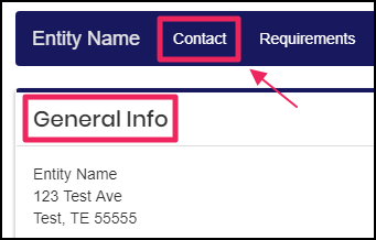 Image pointing to contact tab on the general info page of entity