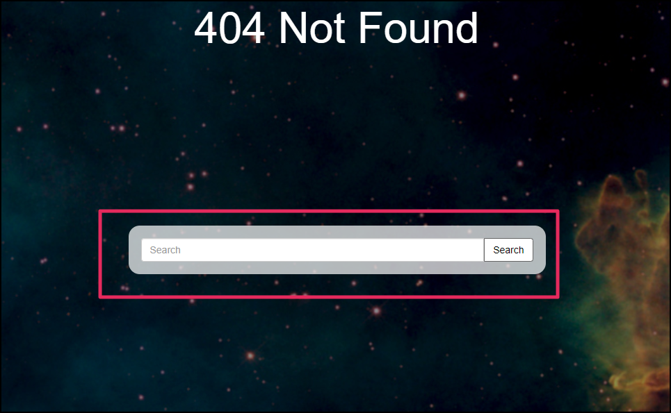 image shows Omni Search on the 404 page