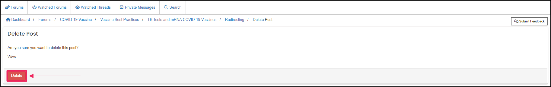 Image shows delete button