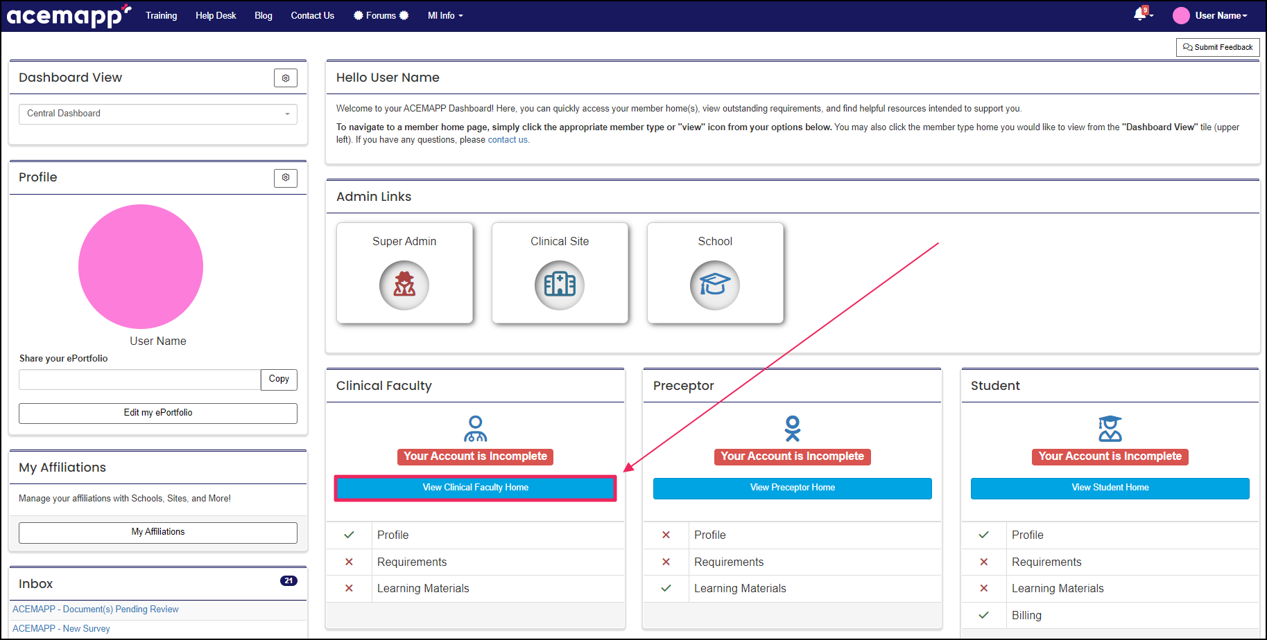 image shows dashboard entities and member homes
