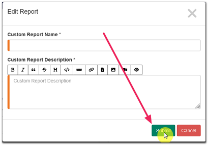 Edit Report screen highlight Submit button