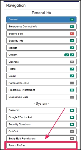 Image show navigation table and Forum Signature tab