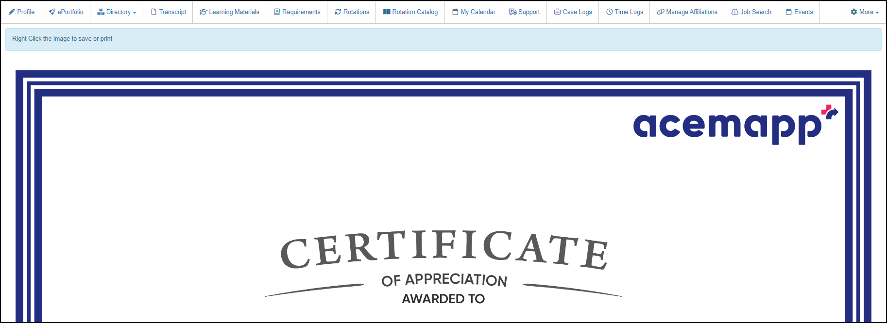 image shows certificate example