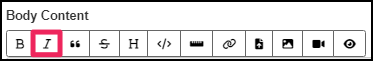 Image shows edit bar highlighting italic button