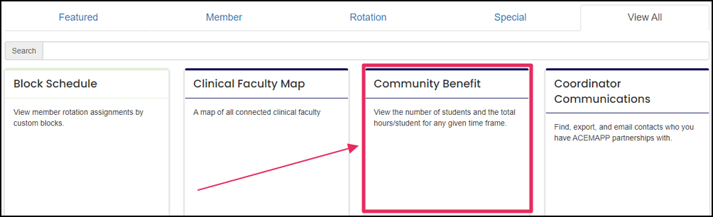 image Report tiles highlighting Community Benefit Report