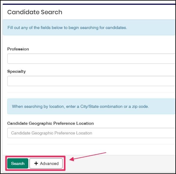 Image shows fields to search for candidates